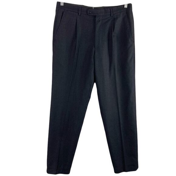 BOGGI MILANO Dress Pants EU 50 W 35”L 40”ITALY Pin Stripe Wool Black Slacks Work - Picture 1 of 12